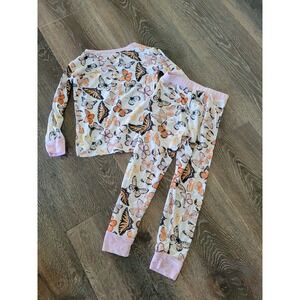 Miozing Girls Butterfly Print Pajama Set Pink Long Sleeve 2PC Size 3-4Y #2